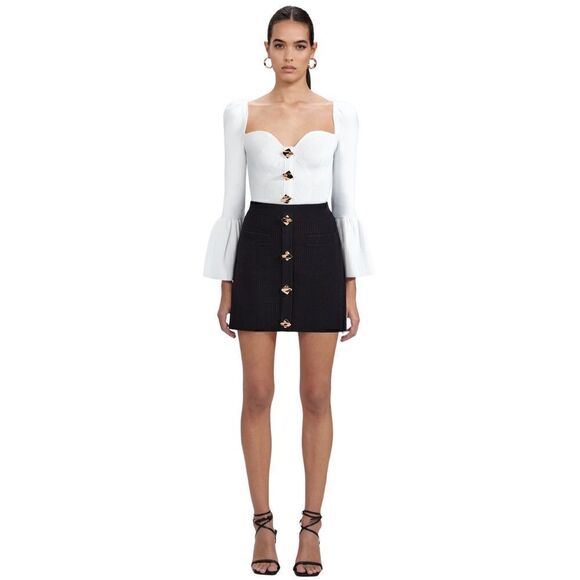 NWT Self-Portrait Black Ribbed Mini Skirt - Picture 1 of 13